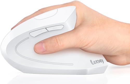 Lekvey Ergonomic Mouse, Rechargeable Vertical Wireless Mouse, White by Lekvey