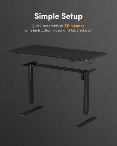 DESINO Standing Desk, 40 × 24 Inches Electric Height Adjustable, Sit and Stand Up, Computer Office Desk with Splice Board, Black Frame/Black TOP - Image 7