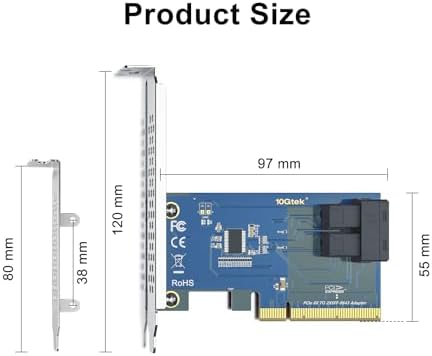 ipolex Dual Port U.2 NVMe SSD PCIe 3.0 X8 Adapter Card with SFF-8643 SAS Connector, Windows/Linux/VMware Compatible, Dual Bracket - Image 3