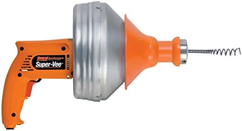 General Pipe Cleaners SV-F Super-Vee Electric Drain Cleaning Machine with 25' of 1/4" Cable for 1-1/4" to 2" Sink, Tub and Shower Drains by General+Pipe+Cleaners