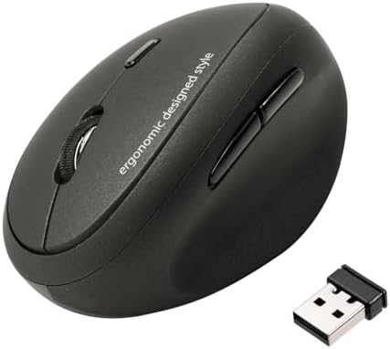 SANWA 2.4G Wireless Ergonomic Mouse, Optical Vertical Ergo Mice for Small Hands, Reduce Wrist Strain, 800/1200/1600 DPI, 5 Buttons, Compatible with MacBook, Laptop, Windows, Mac OS, Black by SANWA
