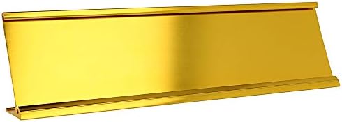 ExcelMark 2"x 8"Aluminum Name Plate Holder for Desk - Set of 5 - Office Business Door Sign Holder - Gold - Image 2