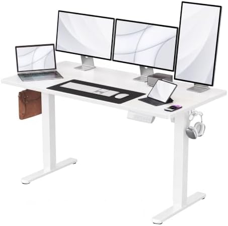 HUANUO 55x28 Inch Electric Standing Desk, Height Adjustable, White by HUANUO