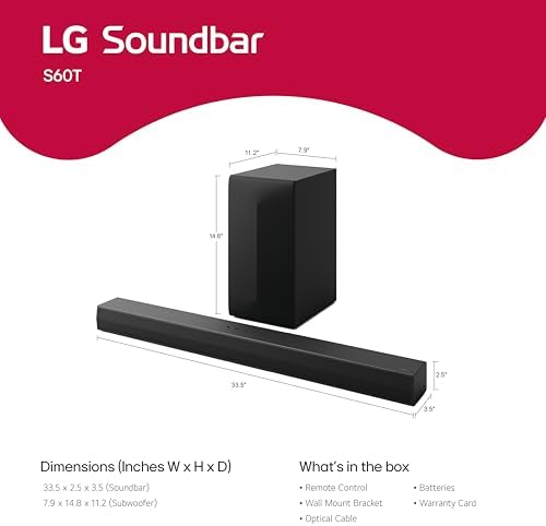 LG S60T 3.1 ch. Soundbar with Wireless Subwoofer, Dolby Audio, TV Synergy, Wow Interface, AI Sound Pro - Black - Image 6
