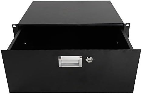 4U Server Cabinet Case 19 Inch Rack Mount Lockable Drawer with Key, Server Cabinet Case 19 Inch Rack Mount DJ Locking Lockable Deep Drawer with Key, Rack Mount Drawer for 19-Inch Server Cabinet Case - Image 2