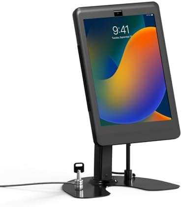 Dual Kiosk Stand – CTA Security Kiosk Stand with Locking Case, Steel Cable, and 360-Degree Rotating Base – Compatible with 12.9” iPad Pro Gen 3 & 4 (PAD-ASK13B) by CTADigital