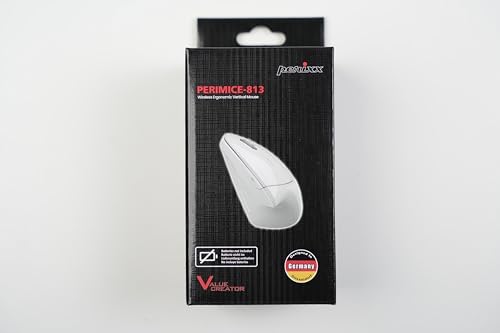 Perixx PERIMICE-813W Bluetooth Vertical Mouse - Wireless 3-in-1 Multi-Device Spec - Travelling Carry Bag - Ergonomic Right-Handed Design - White - Image 2