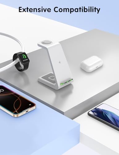 Charging Station for iPhone and Apple Watch: 3 in 1 Wireless Phone Charger Stand for iPhone 17 16 15 14 13 12 11 Pro Max & AirPods, Bedside Nightstand Docking - Image 2