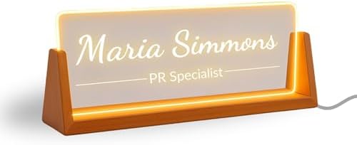 Personalized Business Gift Desk Name Plate - Office Gift for Coworker, Boss, or Manager Custom LED Name Plate Office Decor for Women or Men, Valentines Day by ClickedCraft