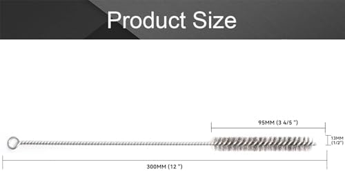 12 Inch Pipe Cleaning Brush Set with Stainless Steel Bristles, Steel Wire Tube Brush Kit for Auto Parts Polishing, Machining, Bottles, Tubes, Etc.（13mm-2pcs） - Image 2