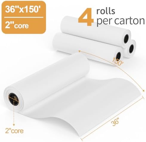 Wide Format Paper, 4 Rolls 36 in x 150 ft CAD Bond Rolls, Plotter Paper on 2 in Core for CAD Drawings, Engineering Plans, GIS Maps & Architectural Designs - Image 3