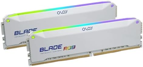 OLOy DDR4 RAM 16GB (2x8GB) White Blade RGB 3600 MHz CL18 1.35V 288-Pin Desktop Gaming UDIMM (MD4U0836181BRWDA) by OLOy