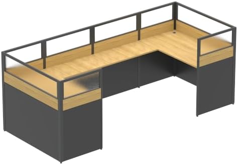 Nykto Office CubicleDesk with Mute Privacy Panels (D2 Person-F, Walnut) - Image 2