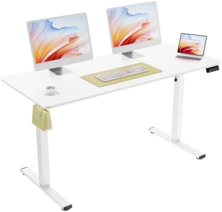 ERGOMAKER 55"x24" Standing Desk, Height Adjustable Sit-Stand Office,White by ERGOMAKER