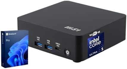msi Cubi NUC AI Business Mini Desktop, Intel 14-Core Ultra 5 125H, 16GB DDR5, 512GB SSD, Support 4-Display & 4K, 2 x Thunderbolt 4, 2 x HDMI, Dual 2.5G LAN, Wi-Fi 6E, Windows 11 Pro, Black by Unknown
