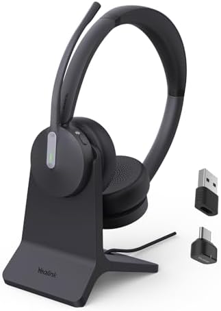 Yealink BH70 with Stand, Wireless Teams Headset with AI Mic Flip-to-Mute by RedefineYourWorkplace