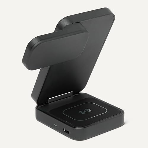 Amazon Basics MagSafe Compatible 25W Fast Charging Qi2.2 Certified 3-in-1 Wireless Charging Station, Foldable Stand for iPhone 17/16/15/14/13/12, Apple Watch, AirPods, with 45W Adapter, Black - Image 3