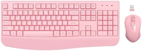 EDJO Wireless Keyboard and Mouse Combo, USB Plug & Play (Pink) by EDJO