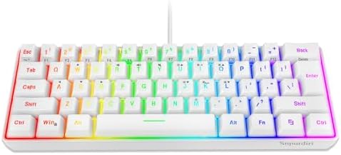 Snpurdiri 60% Wired Gaming Keyboard, 61 Keys RGB Backlit Wrist Rest Ultra-Compact Mini Waterproof Keyboard for PC Computer Gamer (White) by Snpurdiri