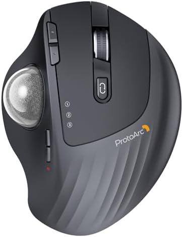 ProtoArc EM01 NL Wireless Trackball Mouse, Thumb Control, Silver by ProtoArc
