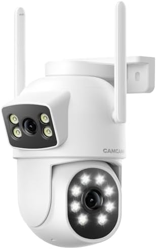 Dual Lens Security Cameras Wireless Outdoor, 2K Full HD Video, 360° View Pan/Tilt Home Security Camera with Color Night Vision, PIR Alarm, 2.4G/5G WiFi, Auto Tracking, 2-Way Audio, Easy to Install by CAMCAMPSECURITY