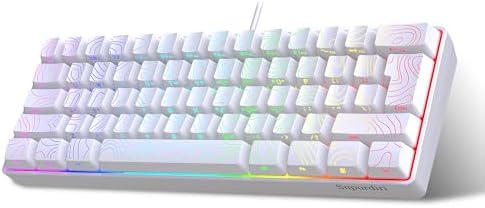 Snpurdiri 60% Wired Gaming Keyboard, 61 Keys RGB Contour Line (White) by Snpurdiri