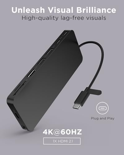 Lenovo USB-C Slim Travel Dock, 8 Ports, Up to 65W PD Pass Through, Integrated USB-C Cable, 4K Display Support, Black - Image 3