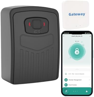 WiFi Fingerprint Smart Key Lock Box for Outside, Remote Access Wireless Key Box Operate on iOS/Android APP with Gateway, Large Capacity Bluetooth Safe Box by Loccess