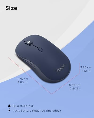 Lenovo Yoga Bluetooth Silent Mouse, 3 Level DPI Adjustment, 36 Month Battery Life, Bluetooth 5.3, 3 Device Paring, Whisper Quiet, Programmable Buttons, Smooth Finish, Cosmic Blue - Image 6