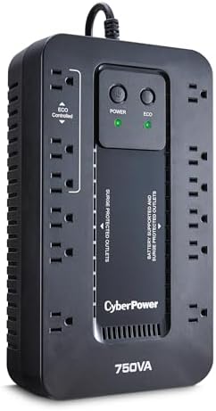 CyberPower EC750GTAA Ecologic UPS Battery Backup and Surge Protector, 750VA/450W, 12 Outlets, ECO Mode, Compact Uninterruptible Power Supply, TAA Certified by Unknown