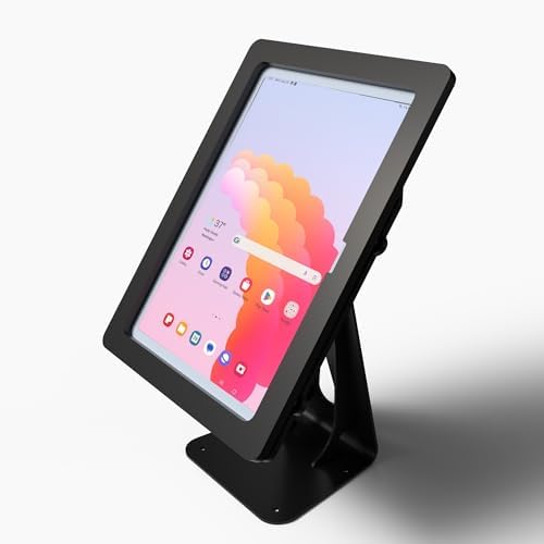 Anti-Theft Acrylic Case with 360 Rotate 180 Swivel Metal Desktop Stand & 90-Degree USB C Cable for Samsung Galaxy TAB S7 S8 S9 S11 11", S9 S10 FE 10.9" Tablet (Black) - Image 2
