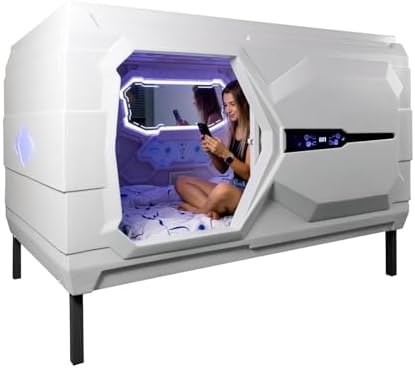 Office Rest Pod, Private Relaxation Cabin with Ventilation, Acoustic Privacy Booth for Focus and Rejuvenation, Portable Quiet Room with LED Ambient Lighting, Large Personal Workspace, W87” D50” H60” by Unknown