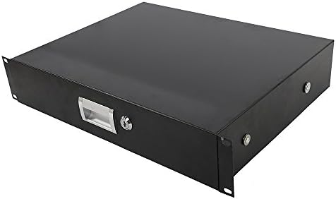2U Server Cabinet Case 19 Inch Rack Mount Lockable Drawer with Key, Server Cabinet Case 19 Inch Rack Mount DJ Locking Lockable Deep Drawer with Key, Rack Mount Drawer for 19-Inch Server Cabinet Case - Image 3
