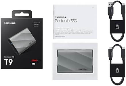 Samsung T9 2TB, Portable SSD, up to 2000MB/s, USB 3.2 Gen 2x2 (20Gbps) NVMe, Rugged, for Photographers, Content Creators and Gaming, External Solid State Drive (MU-PK2T0G/WW) Gray - Image 2