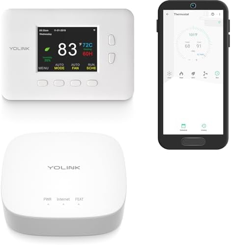 YoLink Smart Thermostat for Heat Pumps Kit: 1-Pack + Hub by YoLink