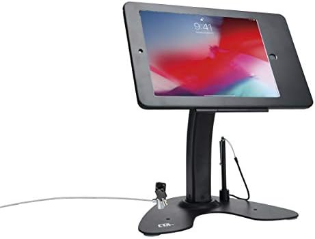 Dual Kiosk Stand – CTA Security Stand with Locking Case, Cable, Stylus, Tether, and 360-Degree Rotating Base for iPad Pro 10.5”, iPad Air 3 (PAD-ASKTB) – Black by CTADigital