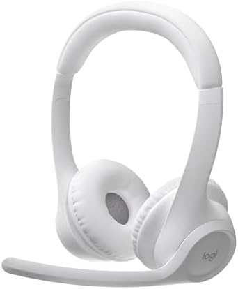 Logitech Zone 300 Wireless Bluetooth Headset with Noise-Canceling Microphone, Compatible with Windows, Mac, Chrome, Linux, iOS, iPadOS, Android – Off-White (Renewed) by Amazon+Renewed