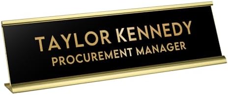 Custom Engraved Desk Plate | Personalized with your Name and Title | Perfect Decor for Office, Business, or Home | Multiple Font and Color Options | 2x8" or 2x10" (Black w/Gold Letters, 2x10") by 904Custom
