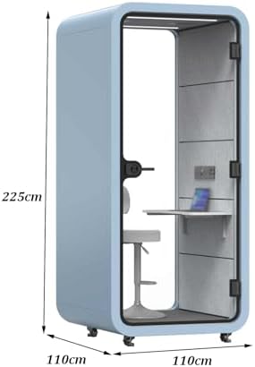 Quiet Meeting Pod with Acoustic Panels, Mobile Office Pod Booth, Built-in Ventilation System, Mobile Focus Room with Wheel&LED Lighting for Private Phone Calling(Green,110cm) - Image 2