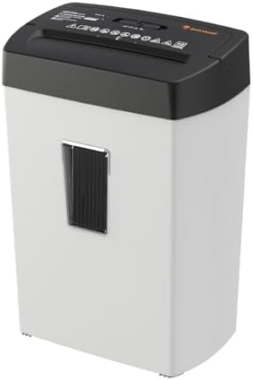 Bonsaii Heavy-Duty Shredder, Up to 12 Sheets, P-4 high Security, Credit Cards, Mail, & Staples, 5.5-Gallon bin with a Transparent Window, Suitable for Heavy-Duty use in Home Offices, White & Black by bonsaii