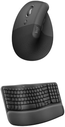 Logitech Wave Keys Wireless Ergonomic Keyboard with Cushioned Palm Rest for Multi-OS, Windows/Mac + Lift Vertical Ergonomic Mouse, Windows/macOS/iPadOS, Laptop, PC - Graphite by Unknown