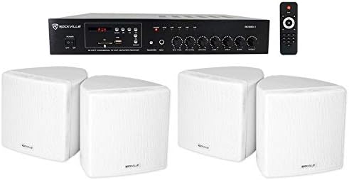 Rockville RCS80-1 60W 70v Restaurant Amplifier Bundle with 2 Cube Speakers by Rockville