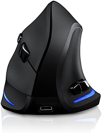 TRELC Wireless Mouse Tri-Mode (BT 5.0/3.0+2.4GHz), Ergonomic Vertical Mouses with 3 Adjustable DPI, Rechargeable Optical Wireless Mice for 3 Devices, 7 Buttons for PC, Desktop, Laptop, Tablet (Black) by TRELC