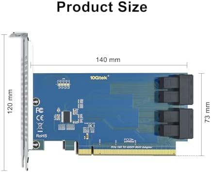 ipolex PCIe to SFF-8643 Adapter for U.2 NVMe SSD, PCIe 3.0 X16, Quad SFF-8643 Ports, SAS Adapter Card Support Windows 10/2016/2019, VMware ESXi 6/7, Linux 18/20/21, REHL/Cent0S 7/8 and More - Image 3
