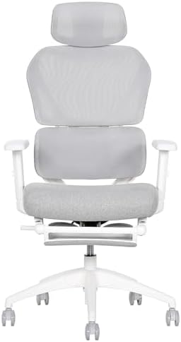 Sharper Image S-850 Heated Ergonomic Mesh Swivel Executive Massage Chair, Light Gray/White - Image 3