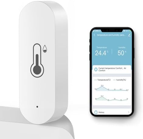WiFi Temperature Humidity Sensor Smart Hygrometer Thermometer Sensor with APP Remote Monitor and Alert High Precision Indoor Thermometer No Hub Required, Compatible with Alexa Google Assistant by DoHome