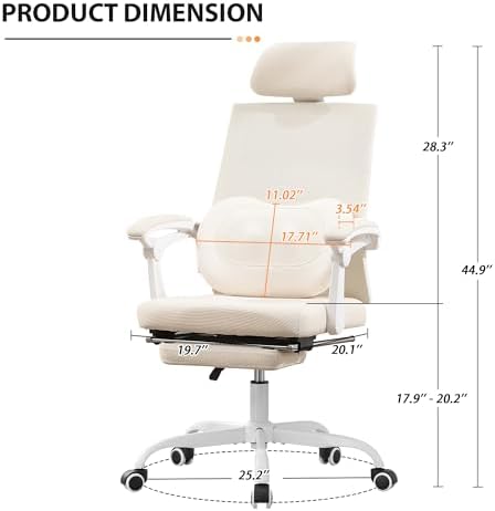 Qulomvs Ergonomic Office Chair with Massage&Heated Lumbar Support, Kneading Massage Office Chair with Foot Rest, Reclining Home Office Desk Chair Adjustable Mesh Computer Desk Chair with Wheels - Image 2