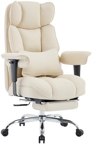 Efomao Executive Office Chair, Beige Fabric Big and Tall Desk Chair by OFFICECHAIR