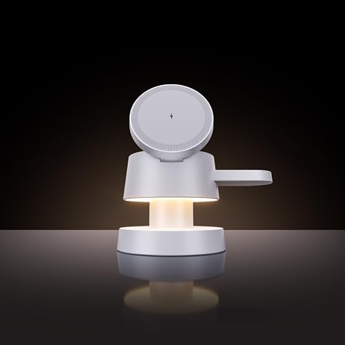 4 in 1 Magnetic Wireless Charging Station,15W Fast Charging with Night Light for MagSafe Charger Stand,3 in 1 Wireless Charger for iPhone 17/16/15/14/13 Pro Max,Apple Watch & AirPods,White - Image 2