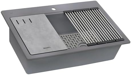 Ruvati 33-in Urban Gray Granite Workstation Drop-in Sink - RVG1302UG by Unknown